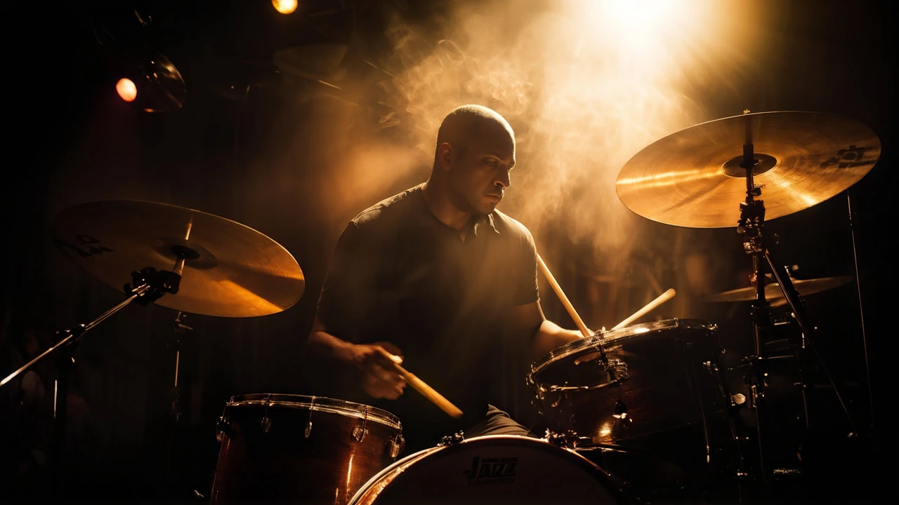 Foto de um baterista tocando jazz para os melhores bateristas de jazz da história